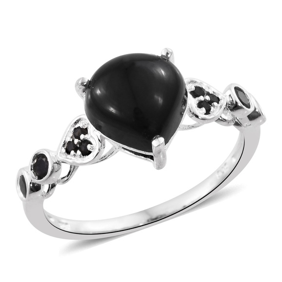 Jewelry - Black Onyx, Thai Black Spinel Sterling Silver Hear